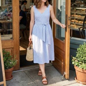 NWT Hope and Henry Sleeveless Seersucker Midi Dress
